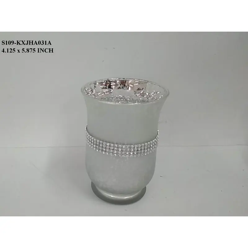 Silver with Beads Glass Vase