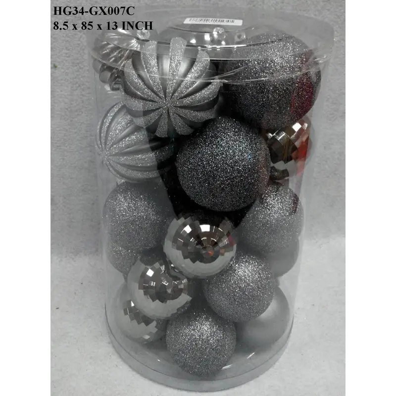 SilverShiny/Glittered Shatterproof Ball Orn in Tub