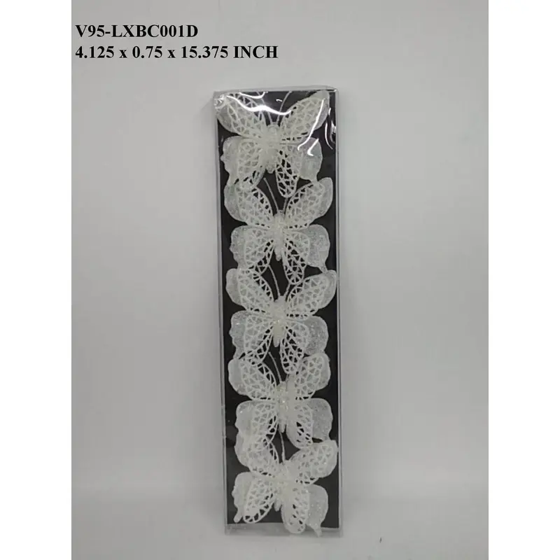 White Butterfly Clip Orn Boxed