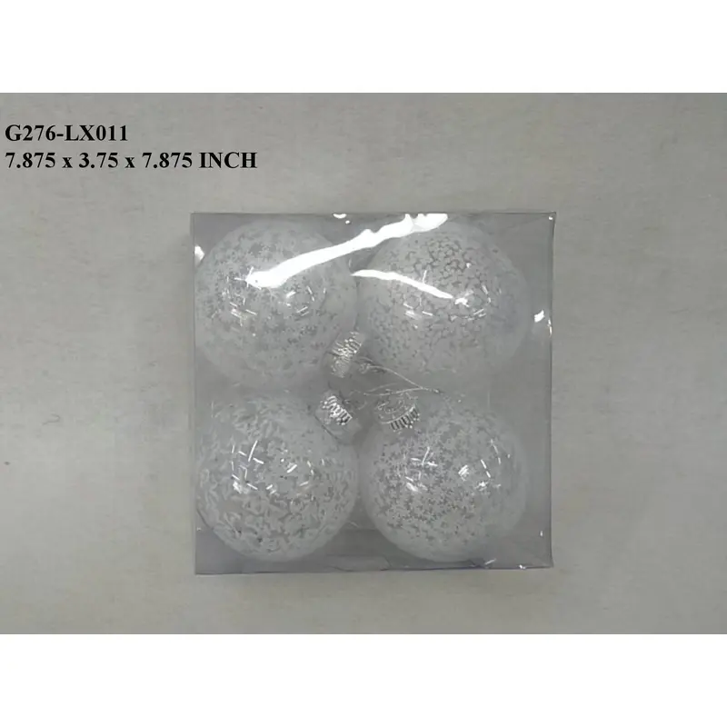 White/Clear Glass Ball Boxed Orn