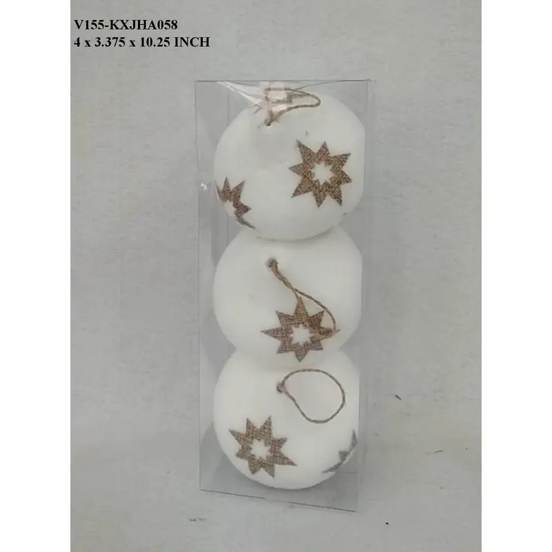 White/Star Design Shatterproof Boxed orn
