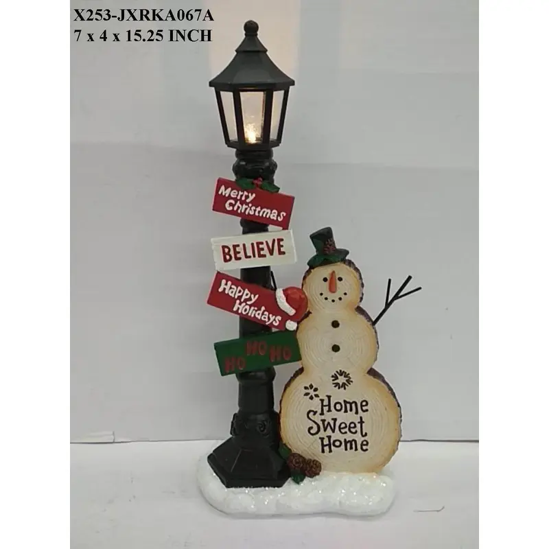 Woodland Snowman with Lamp Post