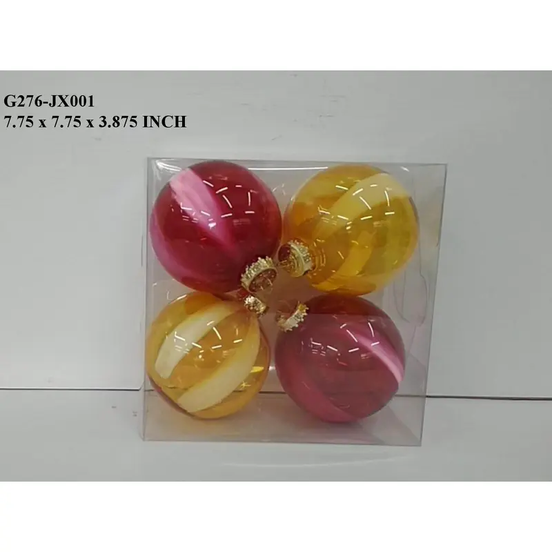 Yellow/Red Glass Boxed Orn
