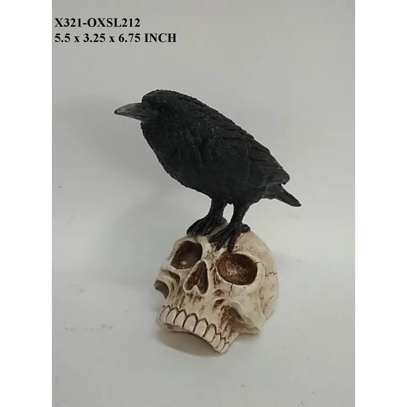 Polyresin Black Bird on Skull
