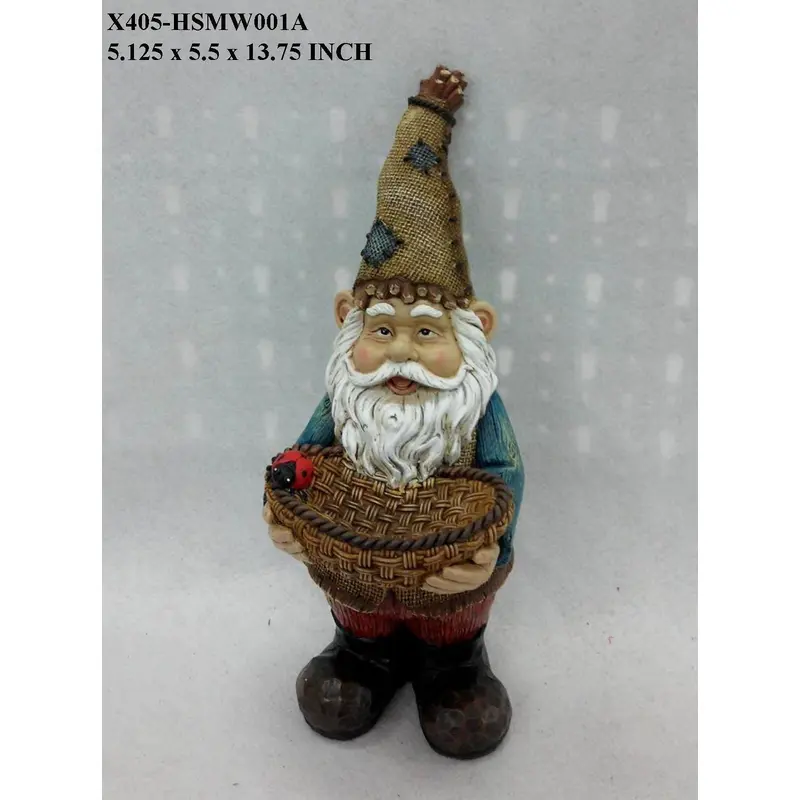 Polyresin Garden Gnome with Basket