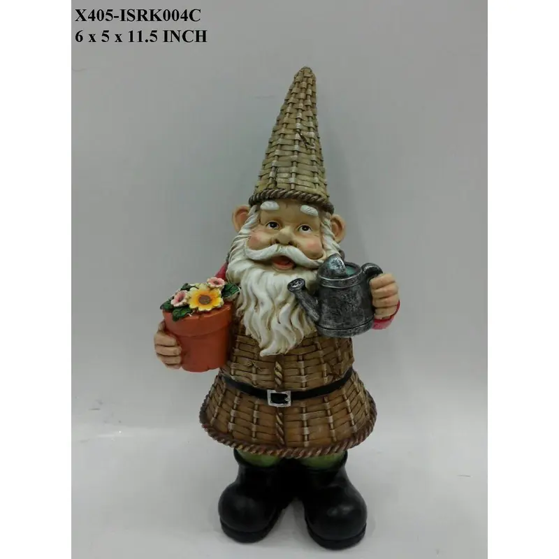 Polyresin Garden Gnome with Flower Pot