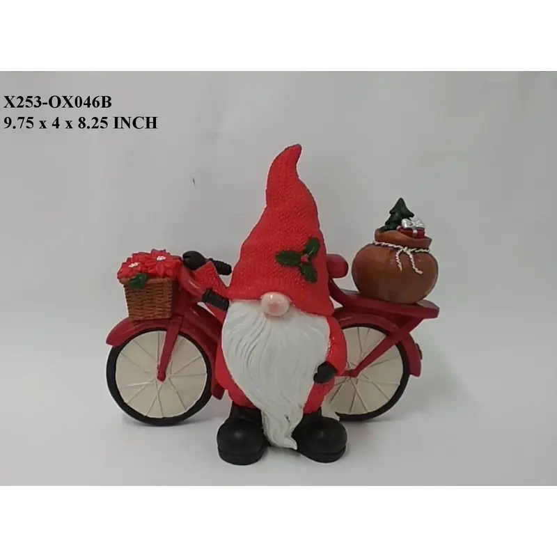 Polyresin Gnome With Bicycle