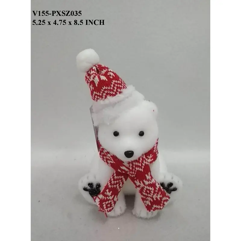 Styro White Bear with Hat & Scarf