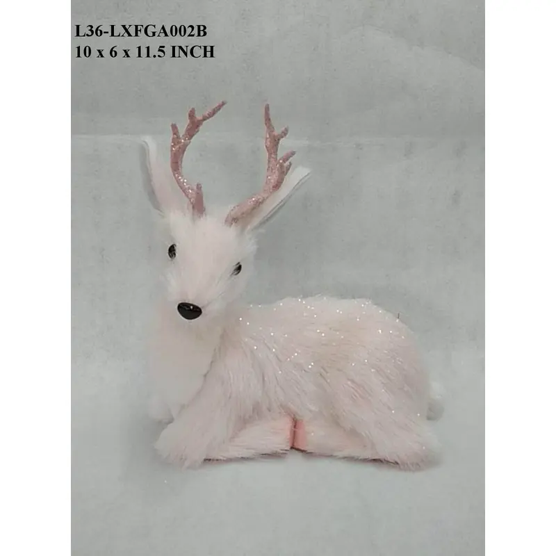 Styro White Sitting Deer with Pink Antler