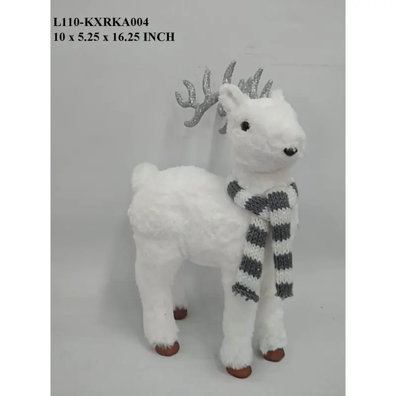 Styro White Standing Deer with Scarf