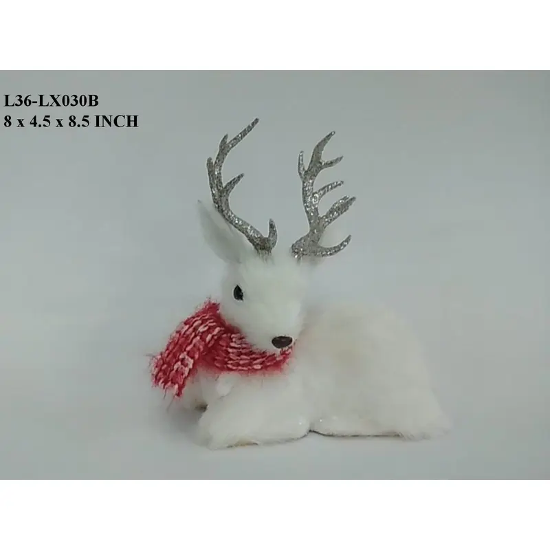 StyroWhite Sitting Deer with Scarf