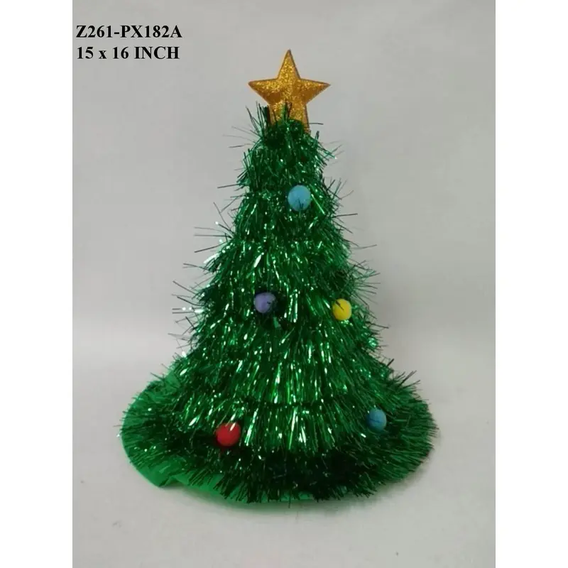 Tinsel Green Christmas Hat