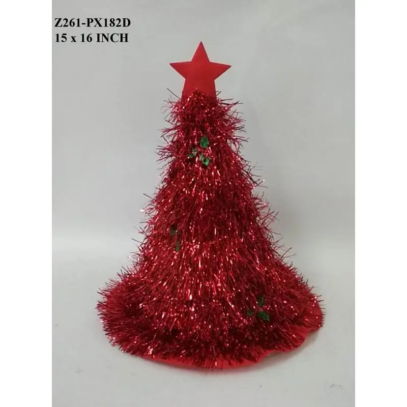 Tinsel Red Christmas Hat