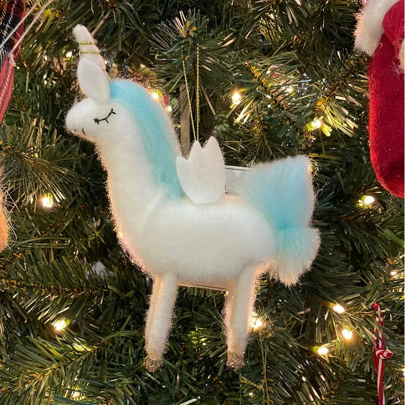 4.5" Boiled Wool Unicorn Ornament