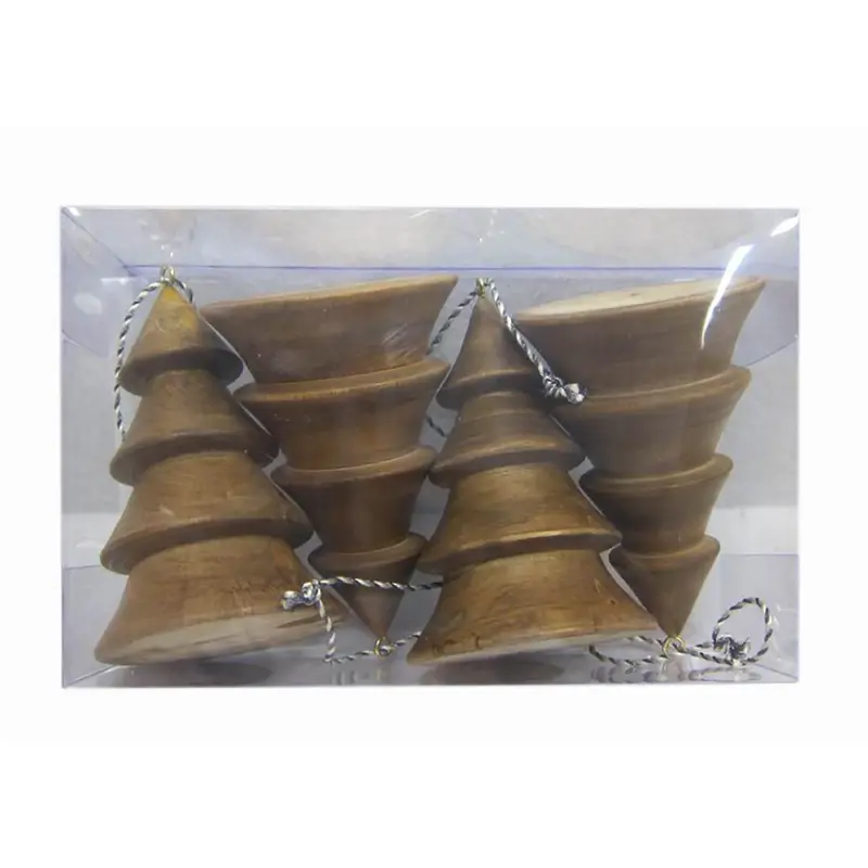 4.5inch Wooden Tree Ornament (Set of 4)