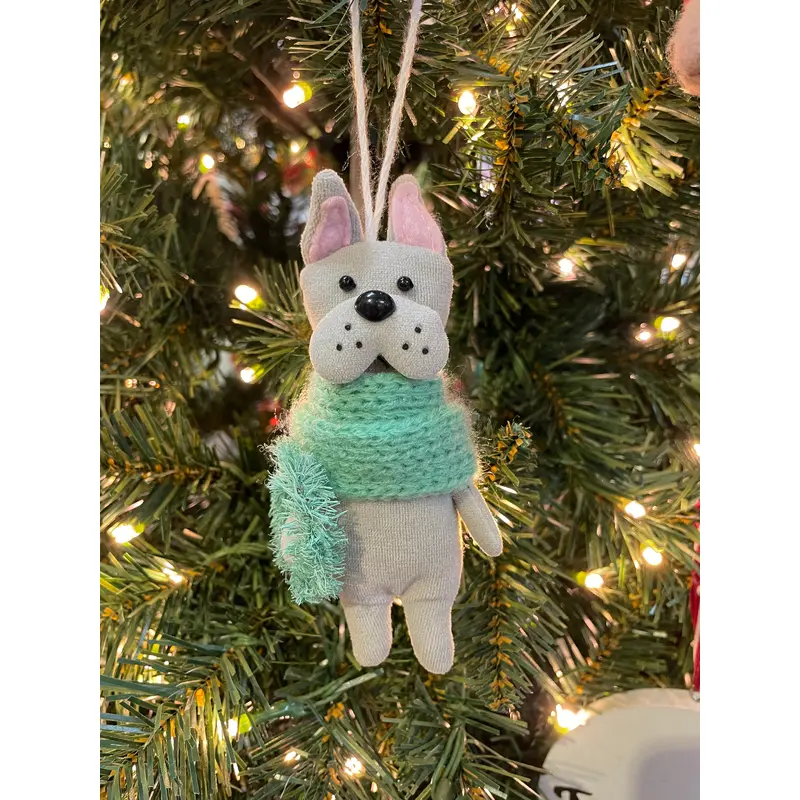 4" Fabric Animals With Scarf Ornament