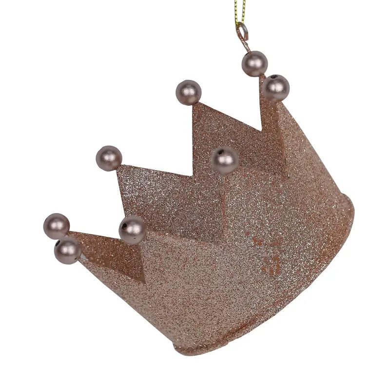 Glitter Crown Christmas Tree Ornament Blush