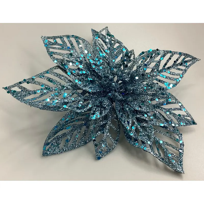Ice Blue Poinsettia Clips