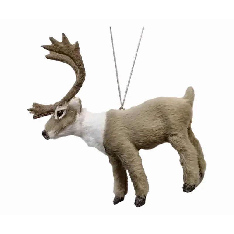 Silver Furry Elk / Reindeer Ornament
