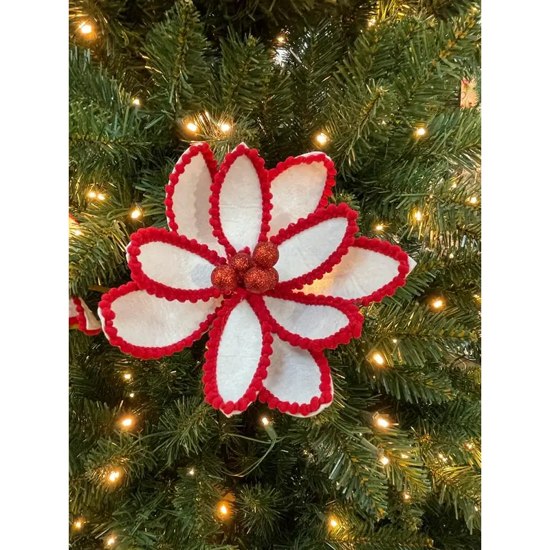 White Poinsettia Felt Pick (Comes in 3)