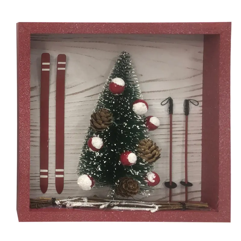 Wood Box With Tree Table Decor 8.25" HT