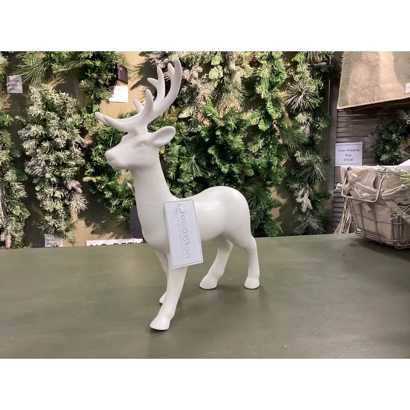 11" H Wht Ceramic Standing Deer