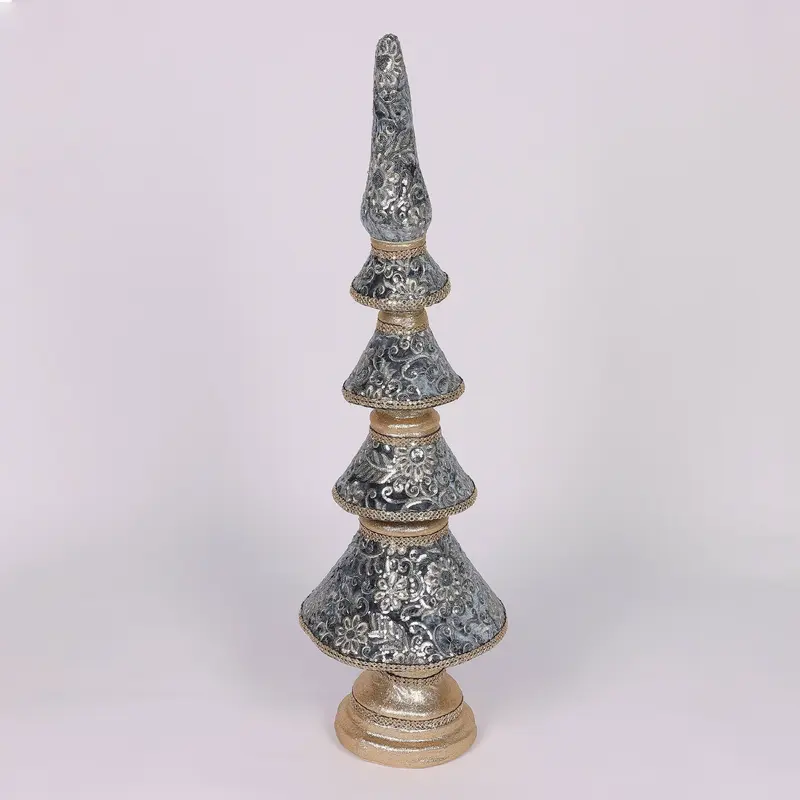 11 X 11 X 38.2"H BLUE/GOLD FINIAL TABLE TOP DECOR