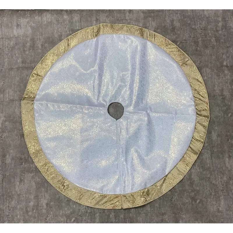 48"dia. Fabric Tree Skirt - Silver, White & Gold