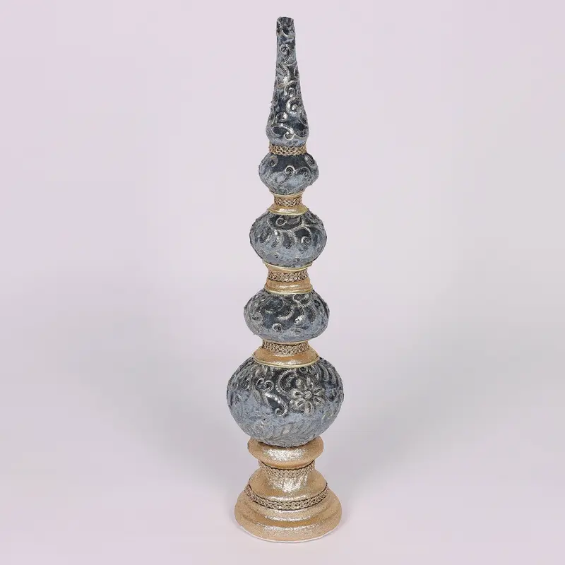 5.9 X 5.9 X 27.9"H BLUE/GOLD FINIAL TABLE TOP DECOR
