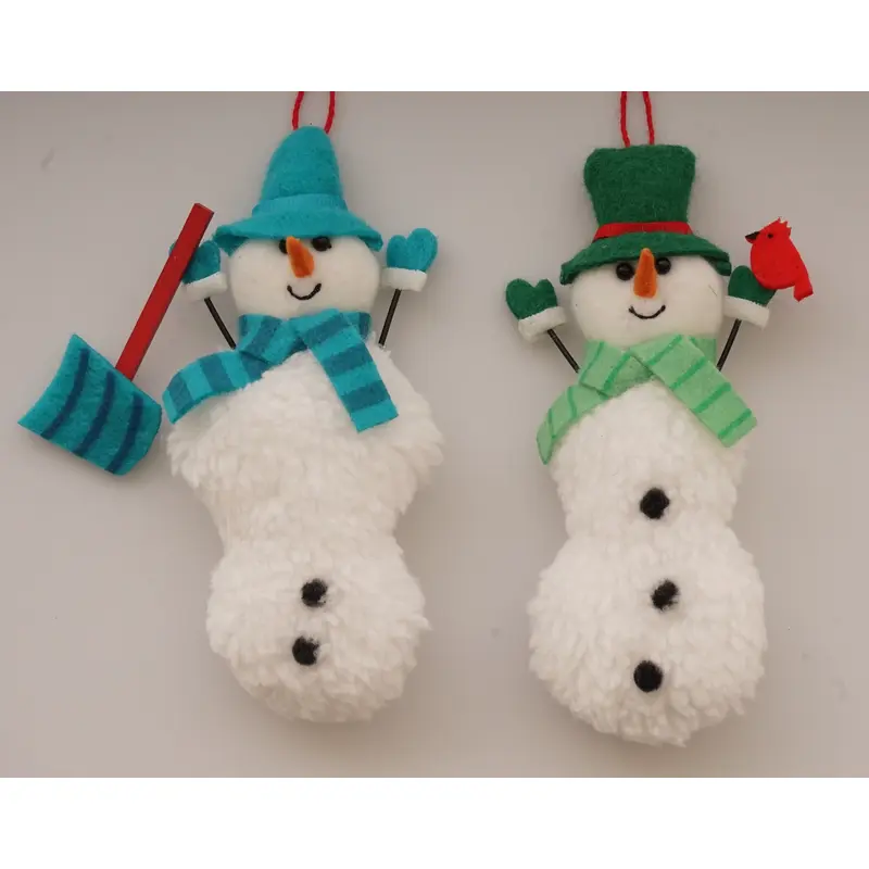Fabric/Fur Snowman Ornament - Snowballs