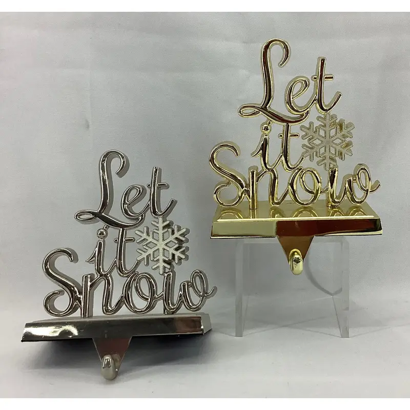 Metal Stocking Holder Let It Snow 2Ast