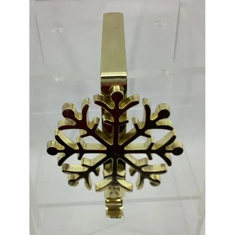S/2 Gold Snowflake Stocking Holder