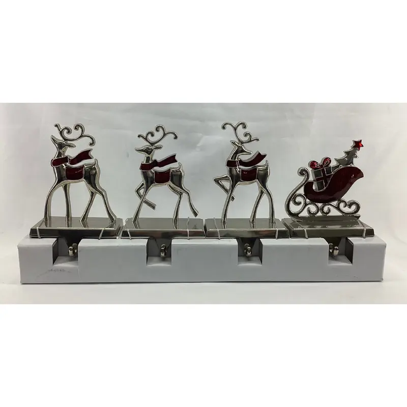 Stocking Holder Deer W/Sleigh 4Pk