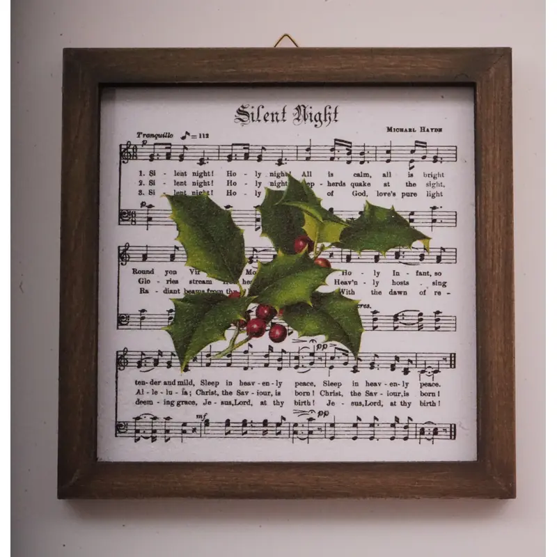 Wooden frame with printed Hollies and Berries