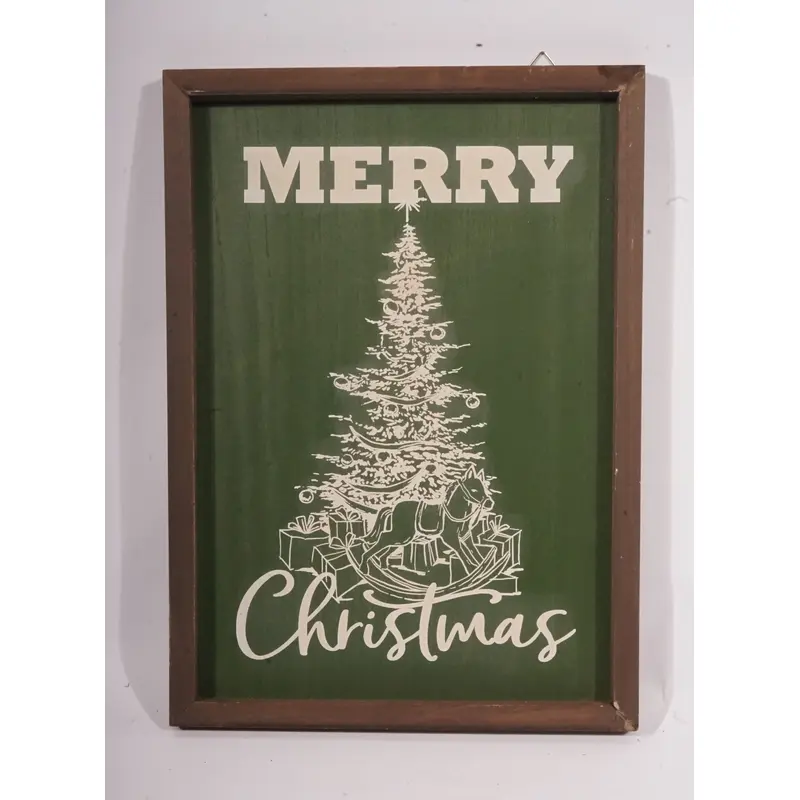 Wooden Merry Christmas Tree Signage.