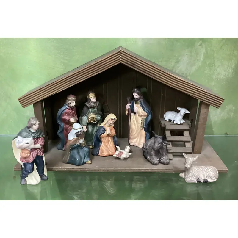 Xmas Nativity With Manger