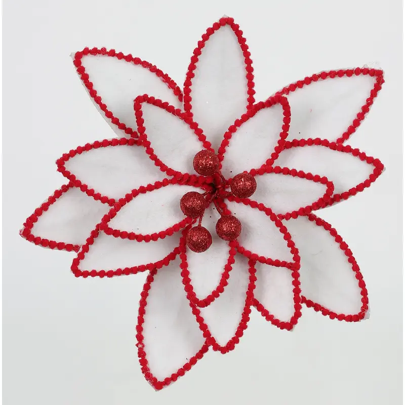 10 X 10 X 5"H WHITE POINSETTIA DECOR W/CLIP