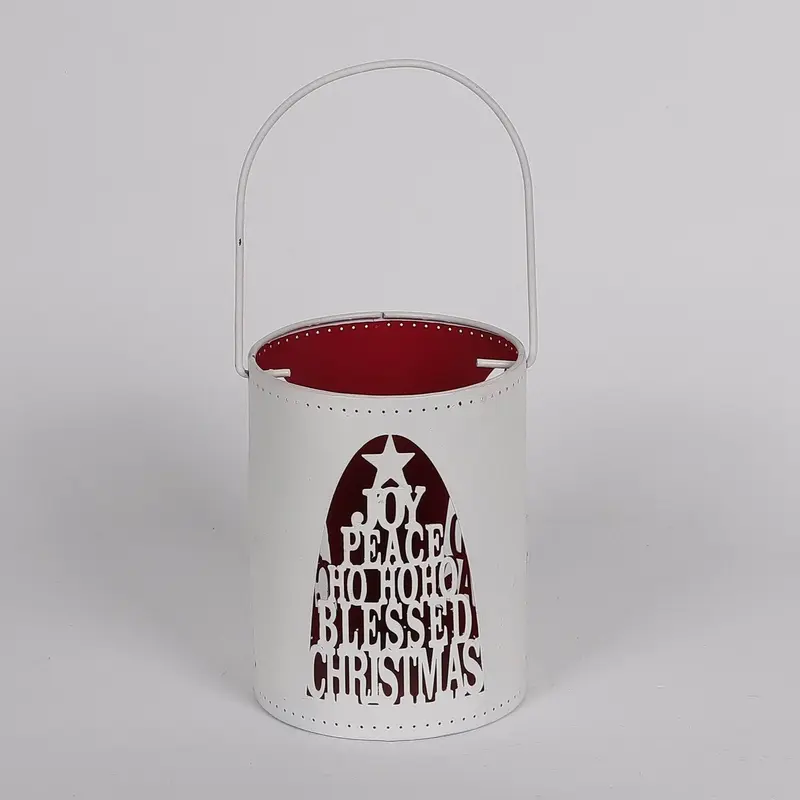 4 X 5.5"H CUTOUT X'MAS WORDINGS TREE WHITE CONTAINER DECOR