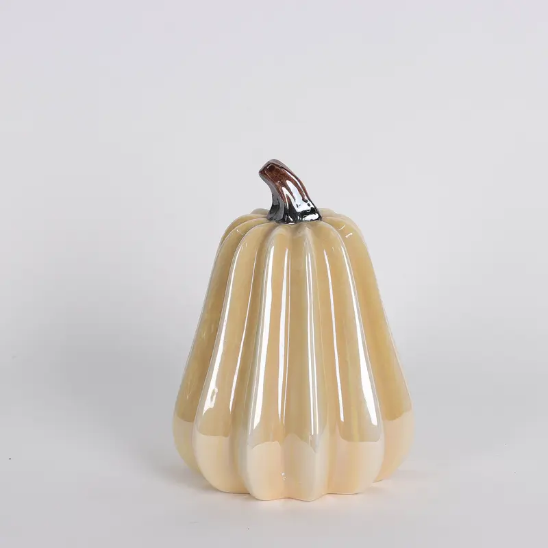 5 X 5 X 6.5"H CERAMIC PUMPKIN DECOR