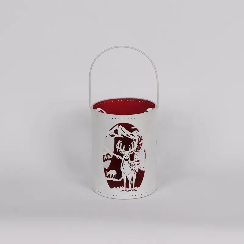 6 X 8"H CUTOUT DEER WHITE CONTAINER DECOR