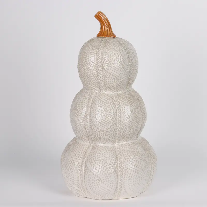 7.5 X 7.5 X 13.5"H STACKED PUMPKIN DECOR