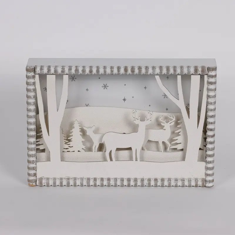 8 X 2.25 X 11.75"H WHITE NATURE SCENERY DECOR