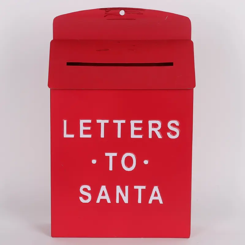 8 X 3 X 13.5" LETTERS TO SANTA RED MAILBOX DECOR