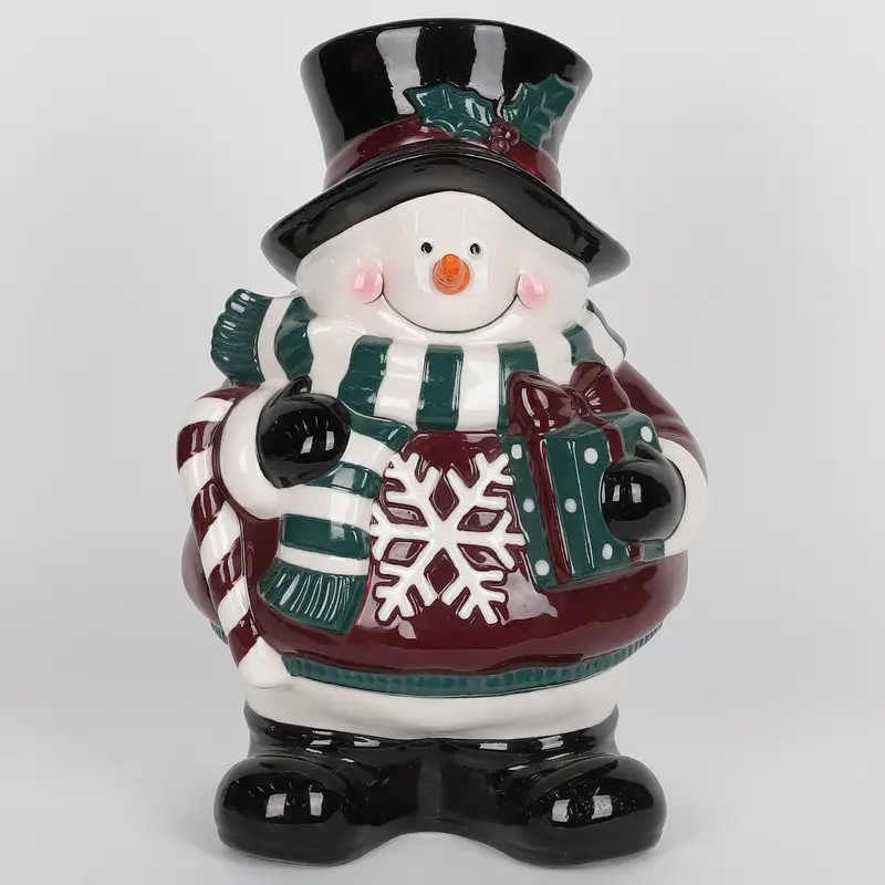 8 X 6 X 12"H CERAMIC SNOWMAN DECOR