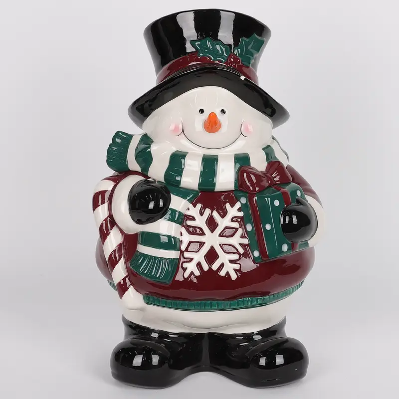 8 X 7 X 12"H CERAMIC SNOWMAN DECOR