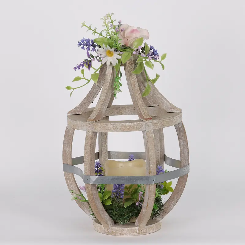 9 X 9 X 15"H  CAGED FLORAL CANDLE HOLDER DECOR