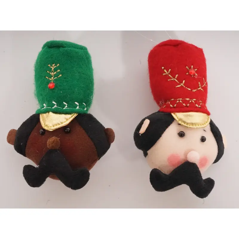 Fabric Nutcarcker Ornament Red & Green Hat