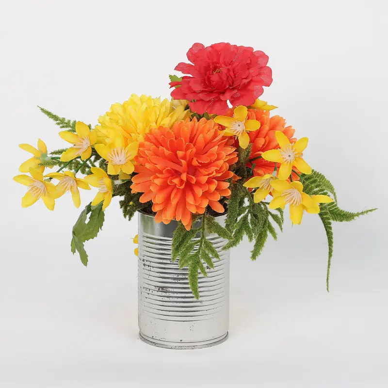 Spring Dahlia Florals on Pot