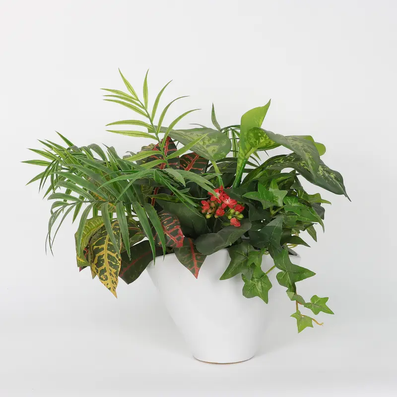 Spring Greeneries on White Pot