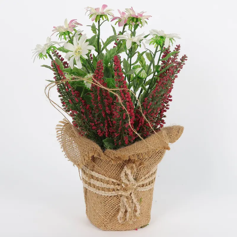 Spring Gypsophila Florals with Burlap Pot